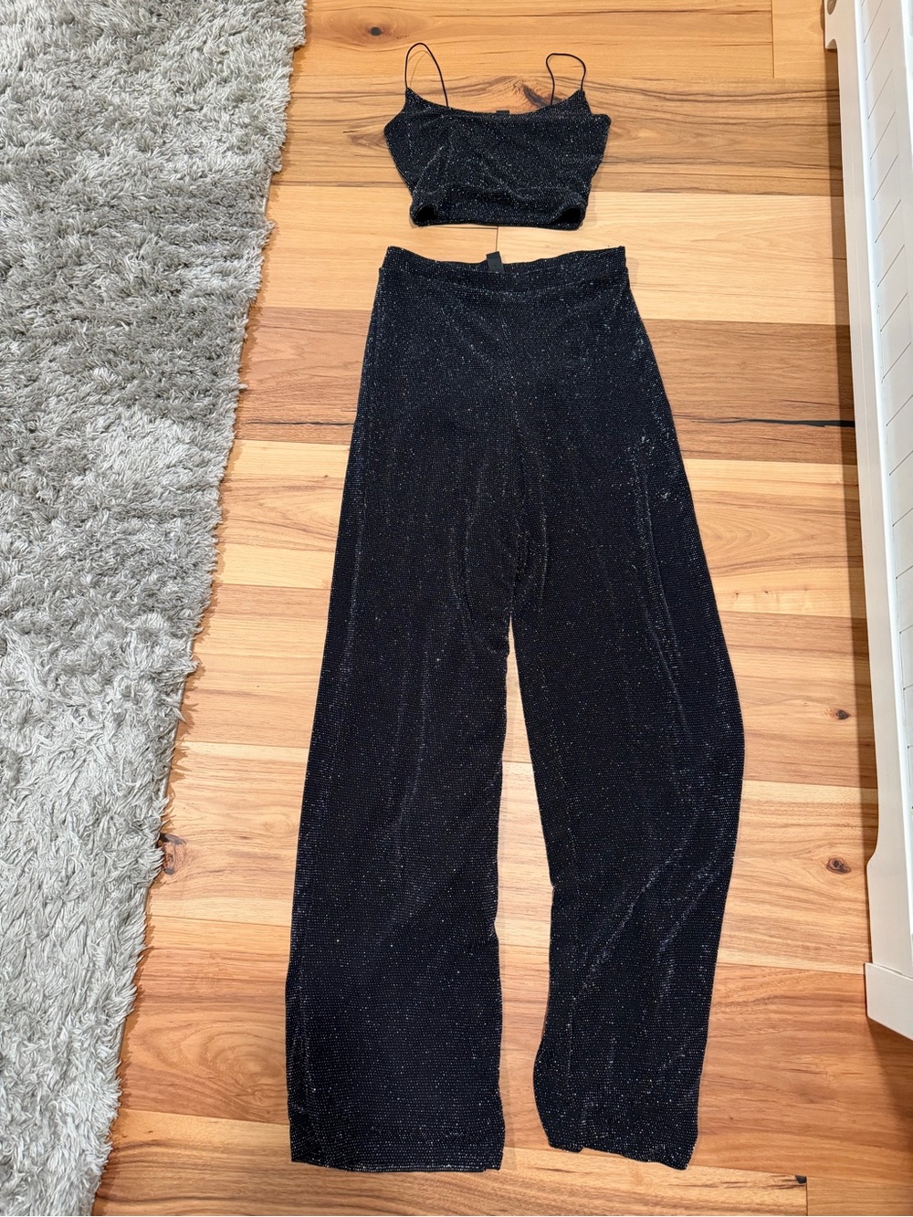 Windsor Black Glitter Wide-Leg Pant and Top Set